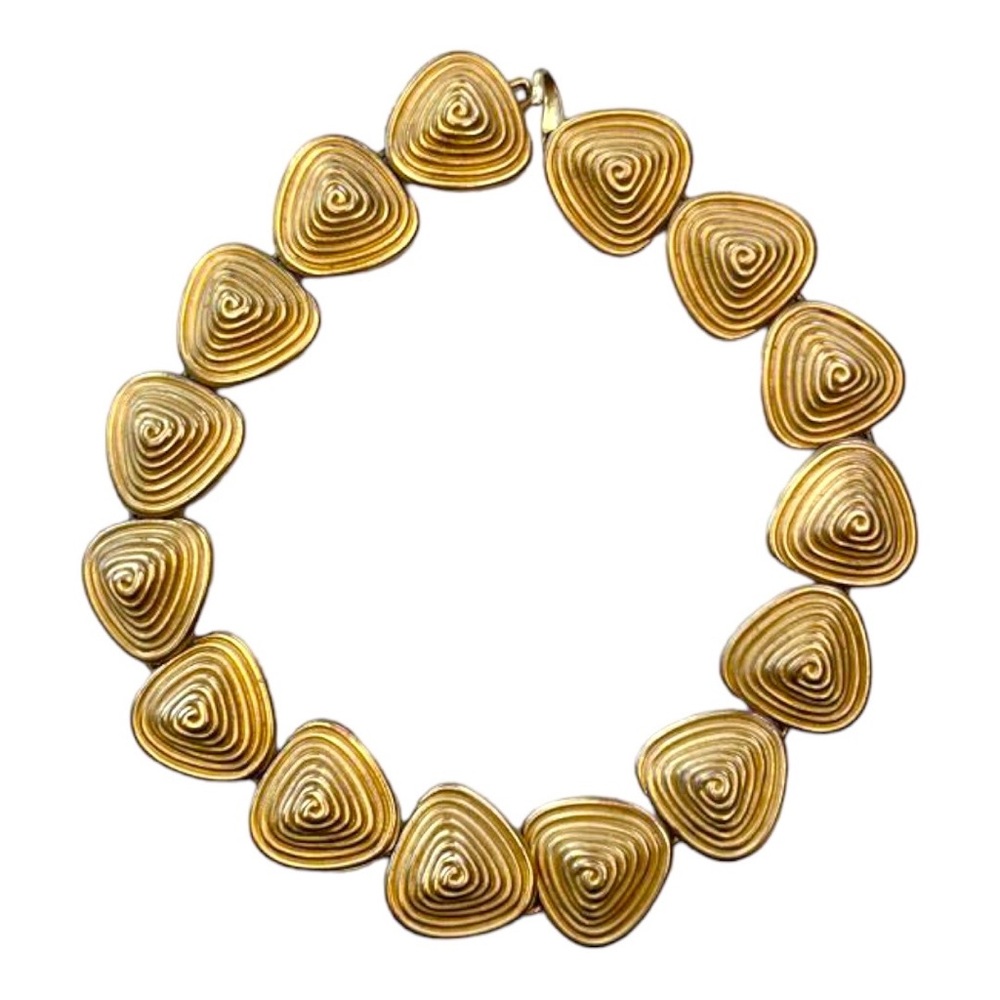 Statement Gold Scroll Choker Necklace & Clip-On Earrings Set